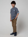 Little M Short Sleeve Kemeja Koko Casual Texture