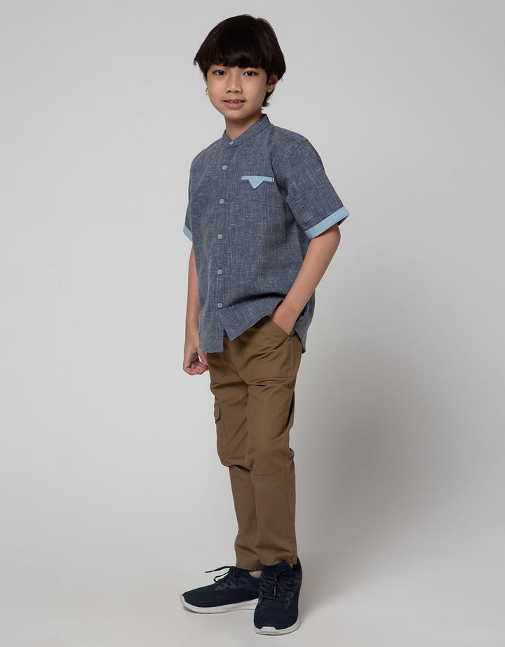 Little M Short Sleeve Kemeja Koko Casual Texture