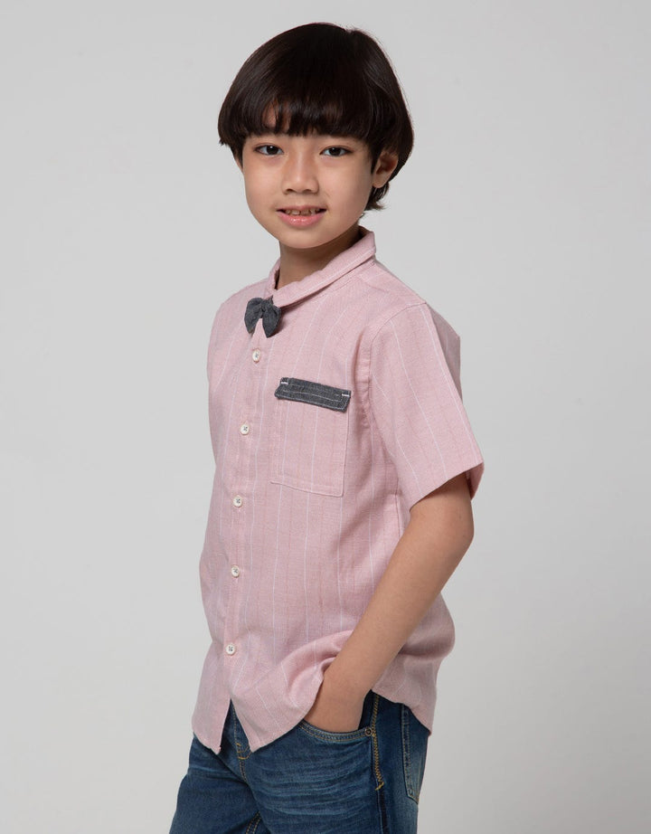 Little M Short Sleeve Koko Casual Texture Stripe Kotak