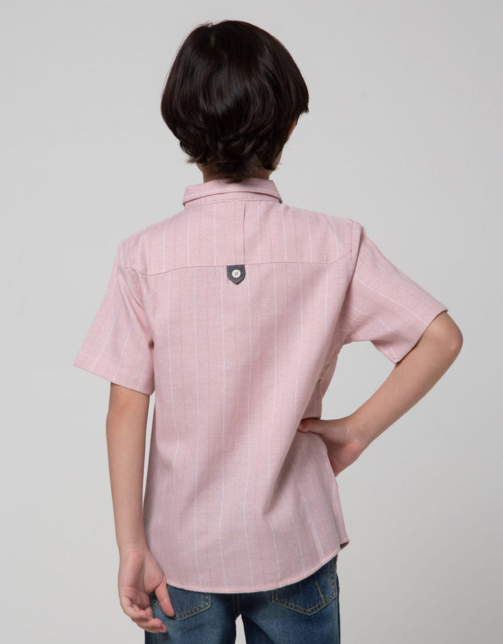 Little M Short Sleeve Koko Casual Texture Stripe Kotak