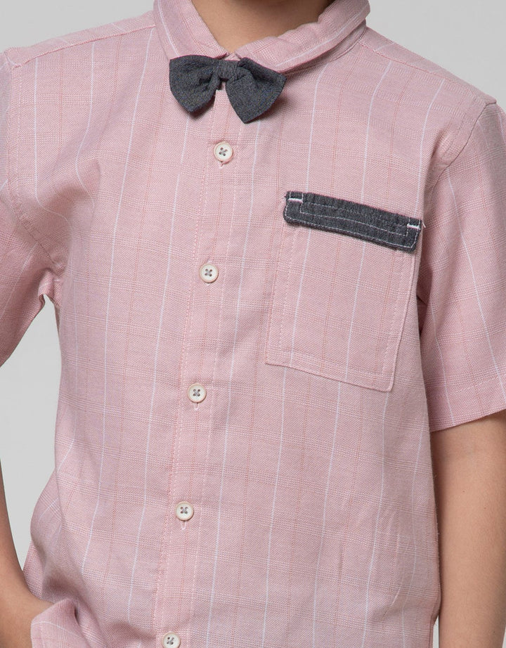 Little M Short Sleeve Koko Casual Texture Stripe Kotak