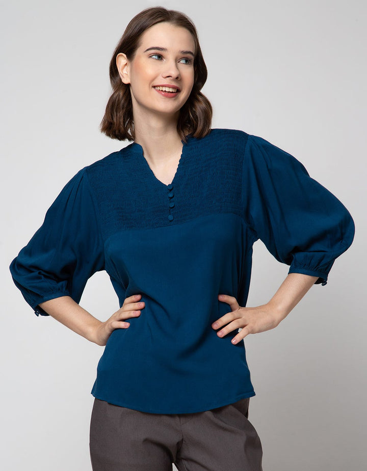 St. Yves 3/4 Blouse Sleeve With Smocking