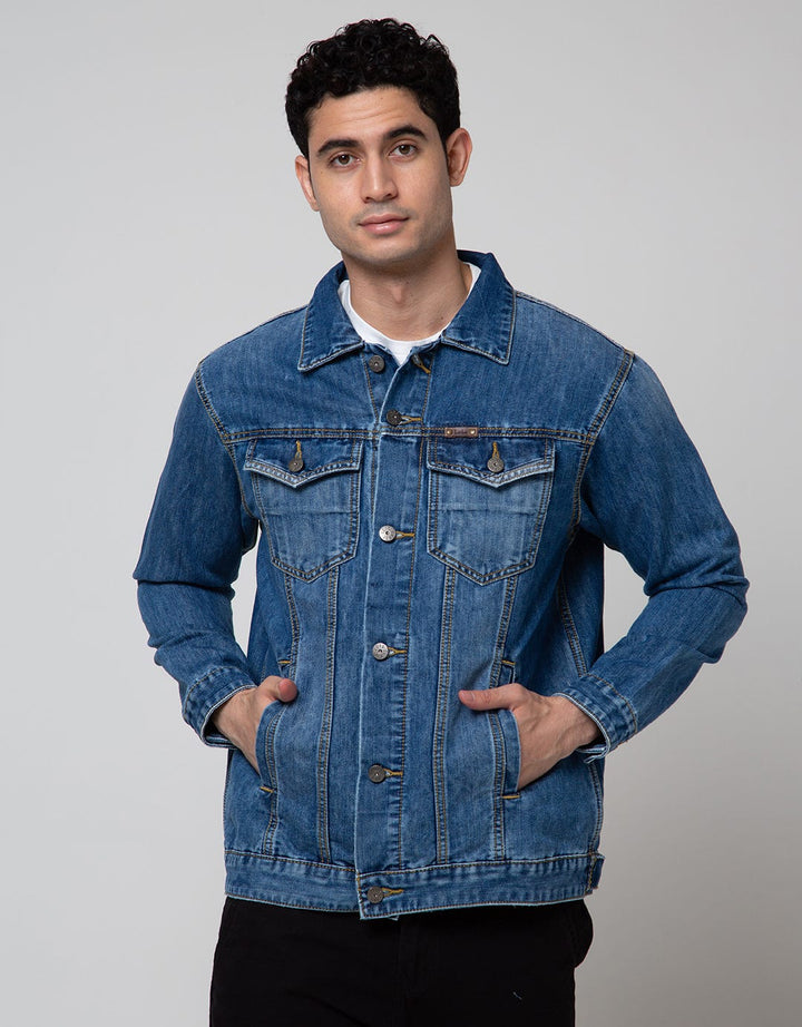 Lois Solid Denim Jaket Pria