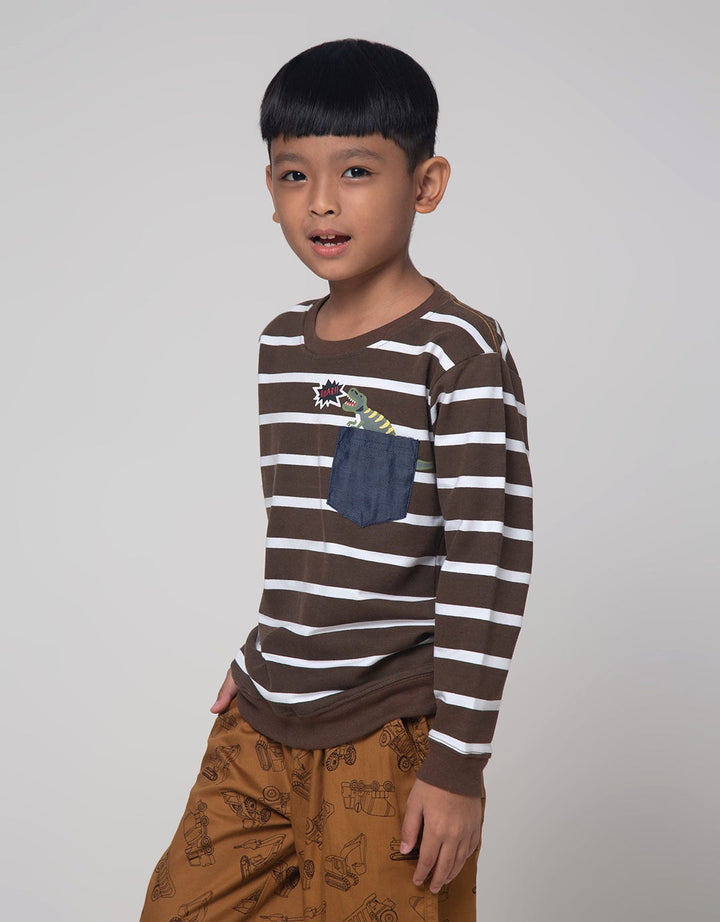 Little M Dino Stripe Sweater Anak Laki-laki