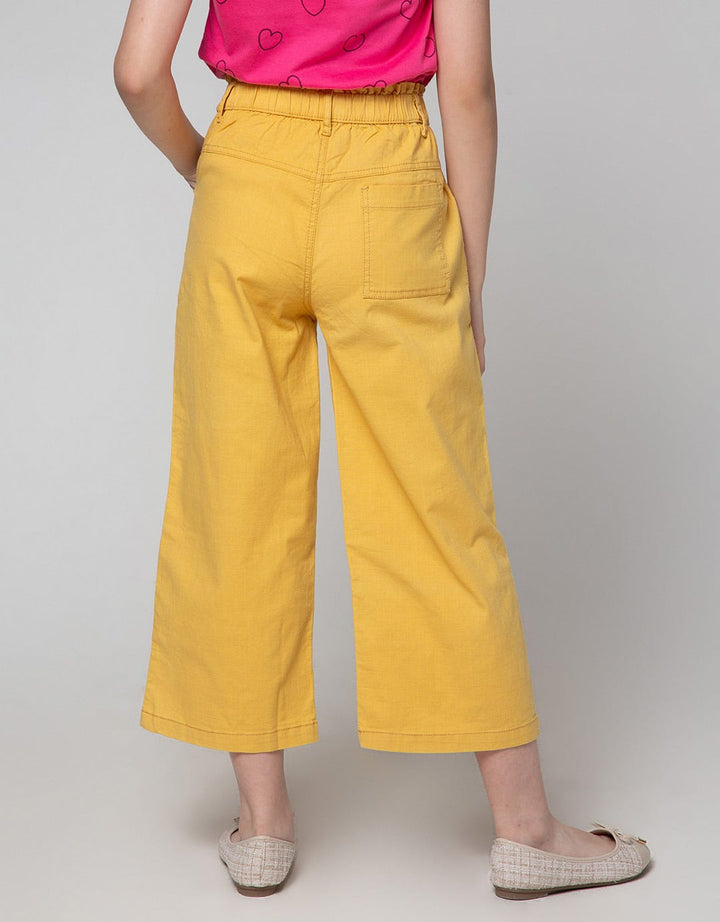 Aero Long Pants Solid Culottes with Ribbon Waist