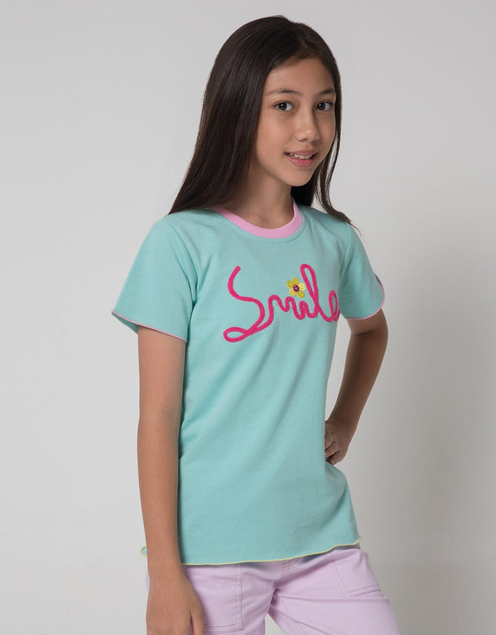 Aero Short Sleeve T-Shirt Bordir Smile Flower