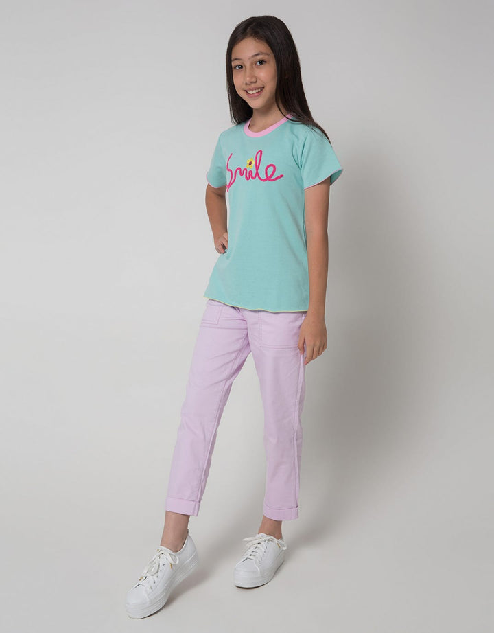 Aero Short Sleeve T-Shirt Bordir Smile Flower