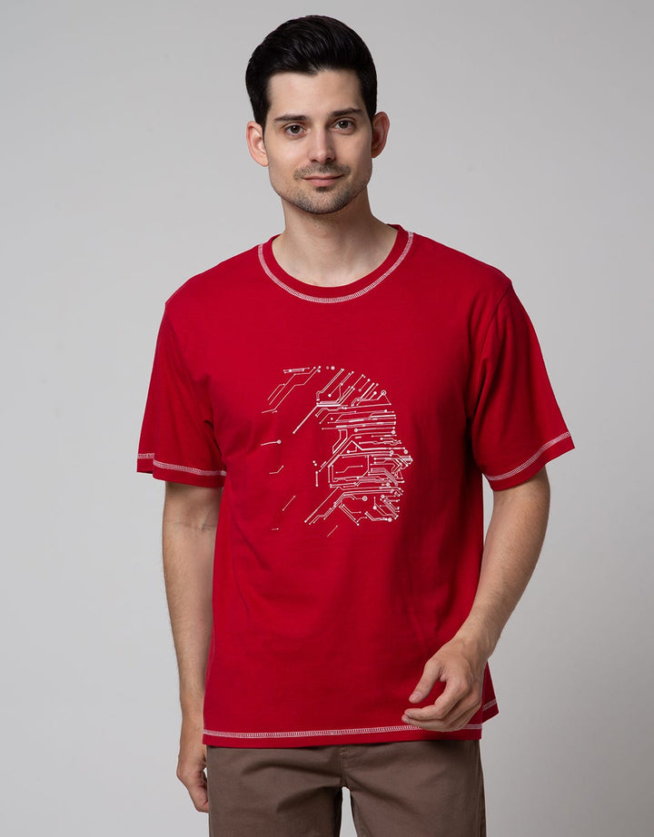 Nevada Contrast Stitch Kaos Kasual Pria