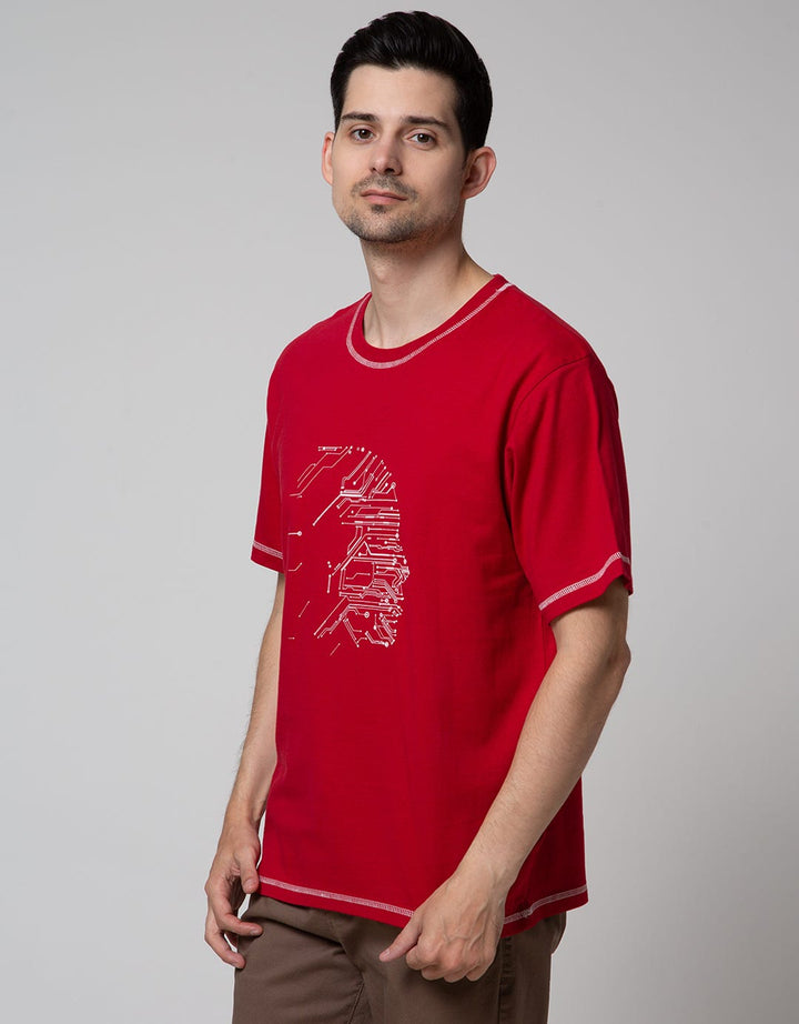 Nevada Contrast Stitch Kaos Kasual Pria