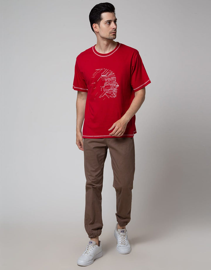 Nevada Contrast Stitch Kaos Kasual Pria