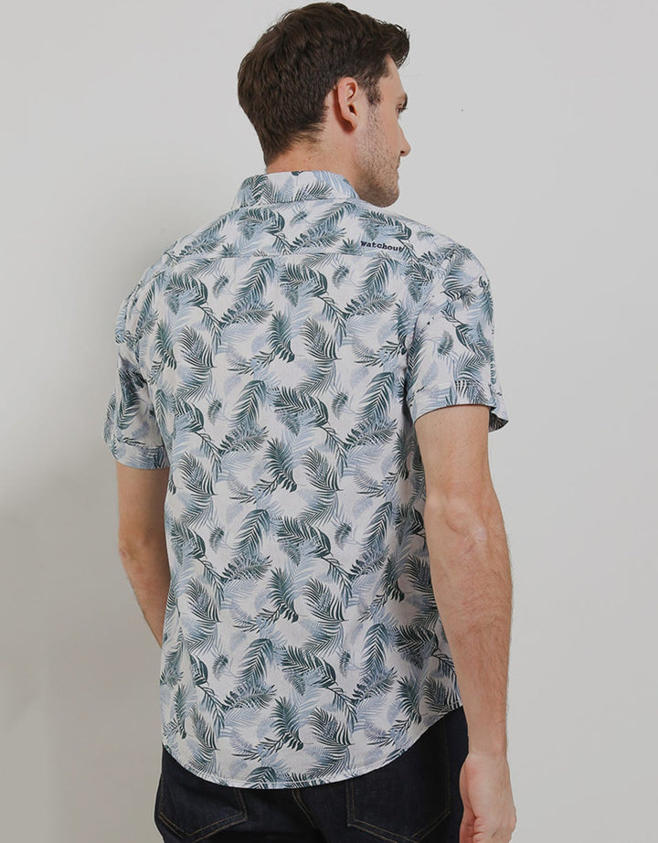 Watchout Jeans Short Sleeves Shirt Leaf Print