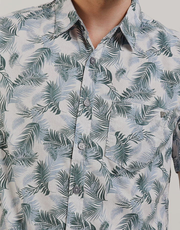 Watchout Jeans Short Sleeves Shirt Leaf Print