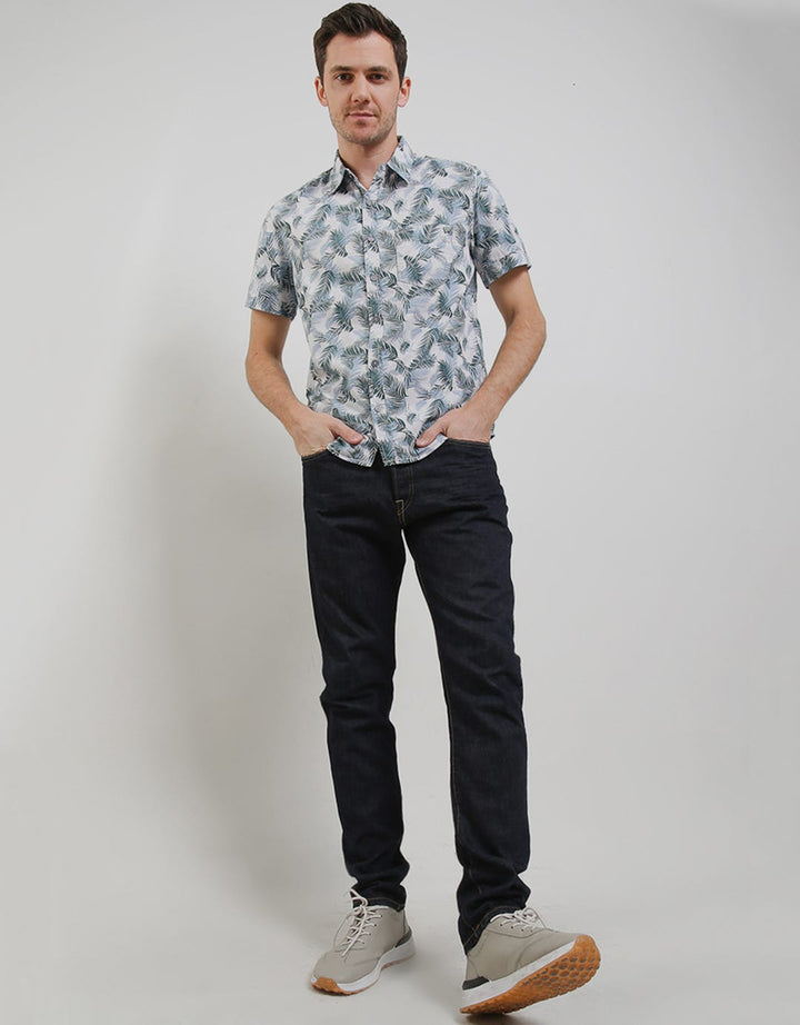 Watchout Jeans Short Sleeves Shirt Leaf Print
