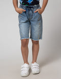 Little M Short Pants Denim Print Splash Destroyed Unfinished