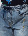 Little M Short Pants Denim Print Splash Destroyed Unfinished