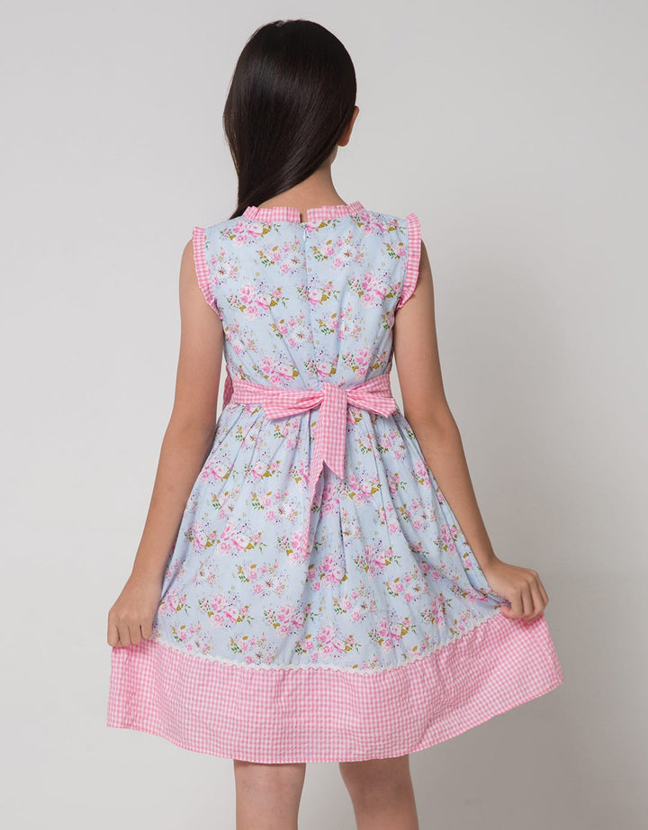 Sweet Miss Short Sleeve Midi Dress Print Floral Box Ribbon Waist