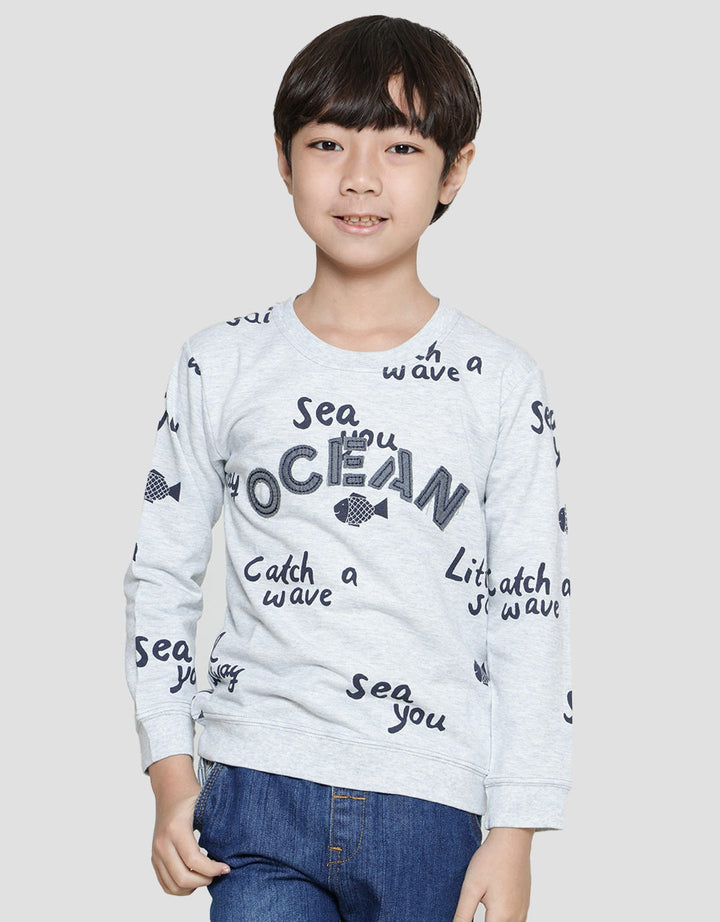 Little M Sweater Ocean Bordir Anak Laki-laki