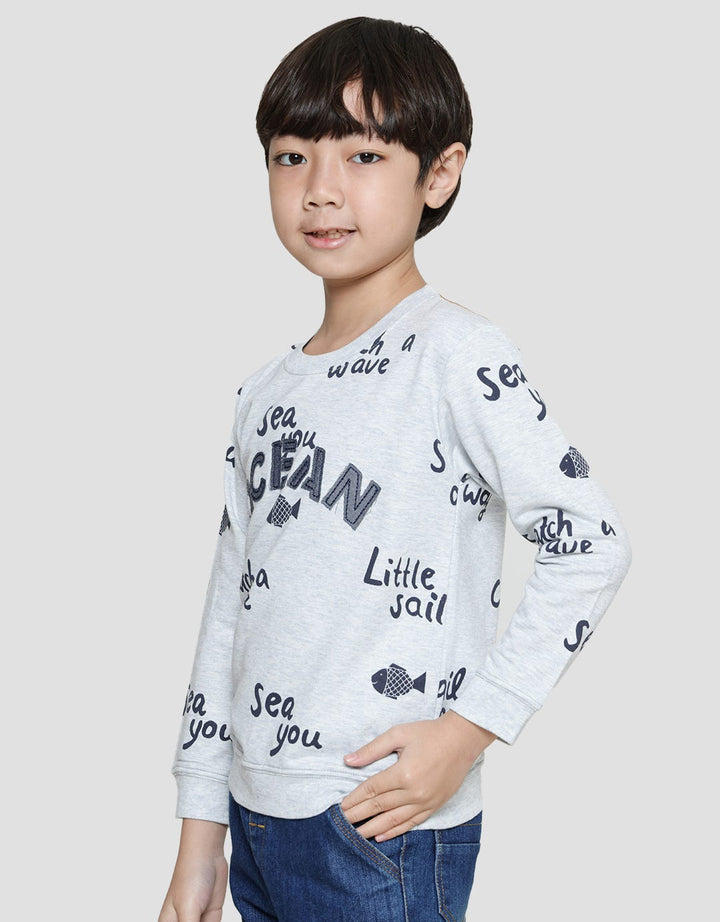 Little M Sweater Ocean Bordir Anak Laki-laki