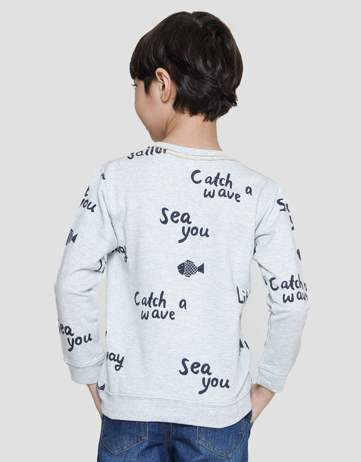 Little M Sweater Ocean Bordir Anak Laki-laki