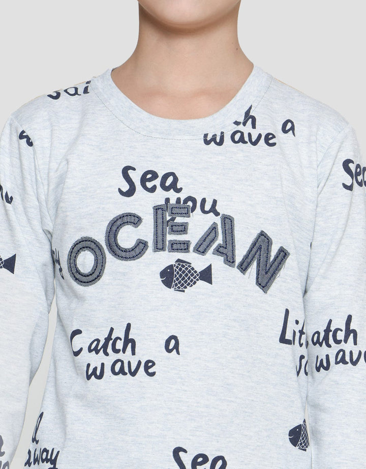 Little M Sweater Ocean Bordir Anak Laki-laki