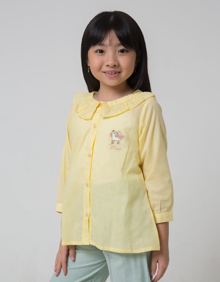 Little M Kerah Ruffle Kemeja Anak Perempuan