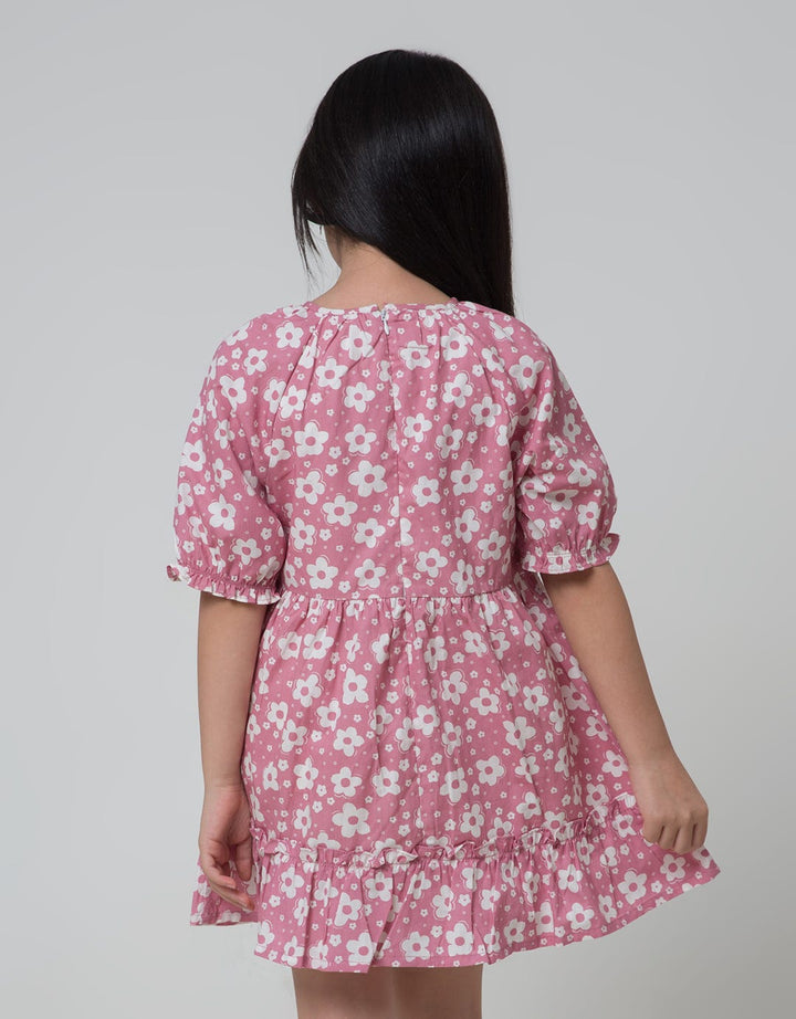 Little M Short Sleeve Midi Dress 3/4 Sleeve Smok With Lace