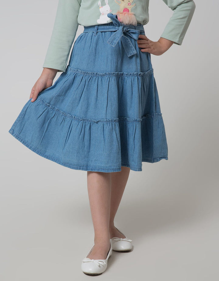 Little M Maxi Skirt Tumpuk2 Ruffle Tali Pinggang