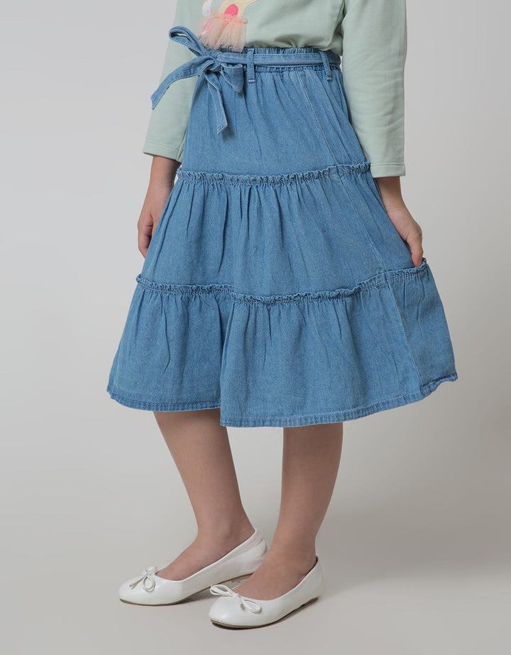 Little M Maxi Skirt Tumpuk2 Ruffle Tali Pinggang