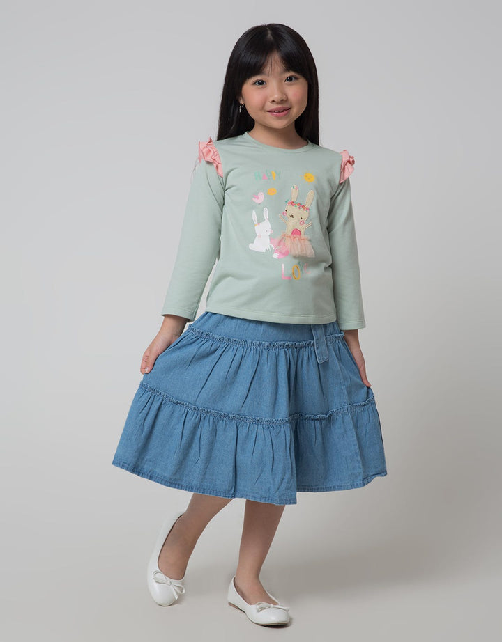 Little M Maxi Skirt Tumpuk2 Ruffle Tali Pinggang