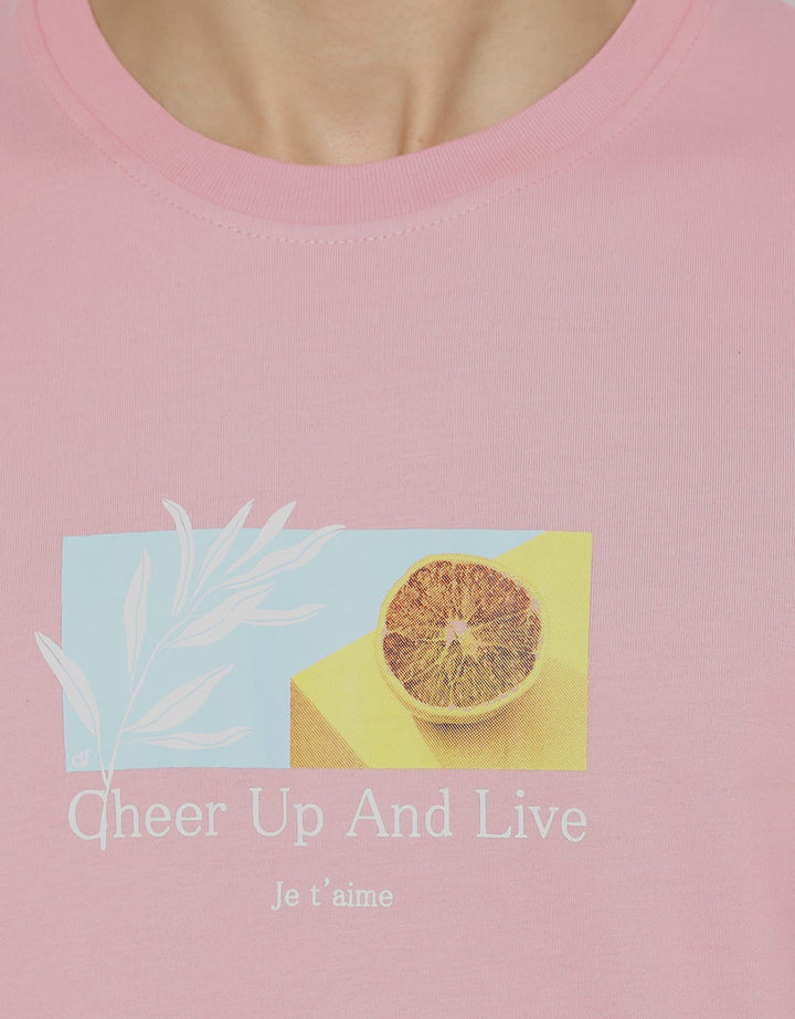 d&f T-Shirt Print Cheer Up And Live