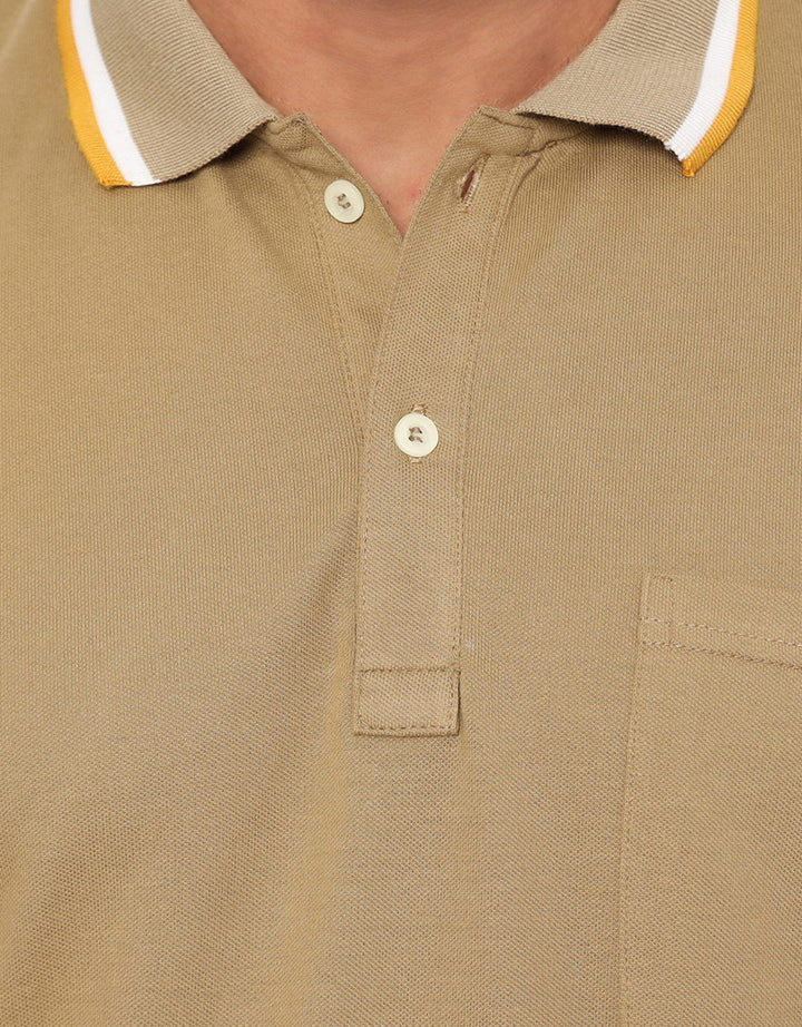 Izzue Casual Wangky Lacoste Collar Stripe Putih Kuning