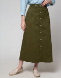 Nevada Woven Front Button Women's Maxi Skirt