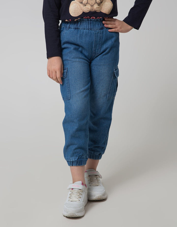 Little M Cargo Denim Jogger Anak Perempuan