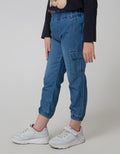Little M Cargo Denim Jogger Anak Perempuan