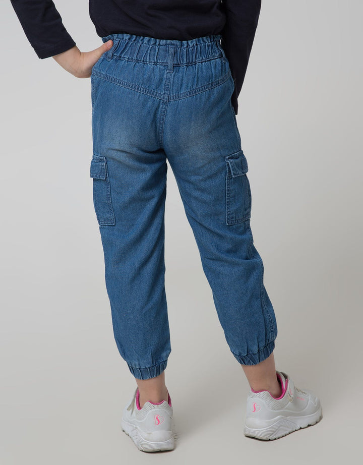 Little M Cargo Denim Jogger Anak Perempuan