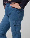 Little M Cargo Denim Jogger Anak Perempuan