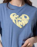 Details Short Sleeve T-Shirt Boxy Tee - Wording Good Time