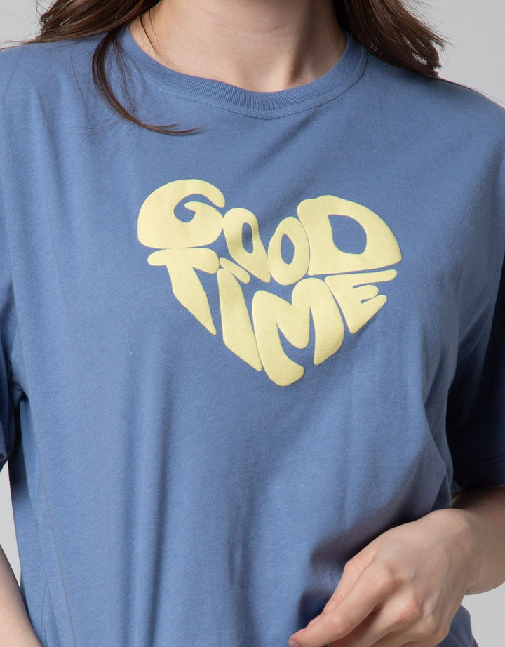 Details Short Sleeve T-Shirt Boxy Tee - Wording Good Time