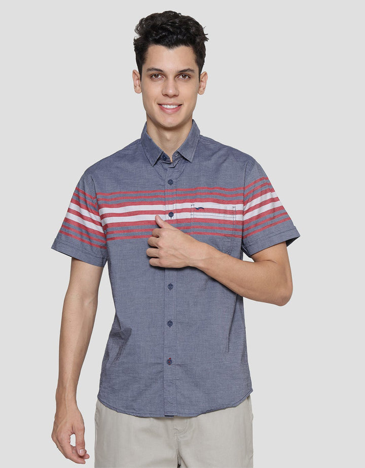 Cardinal Jeans Stripe Print Kemeja Pria