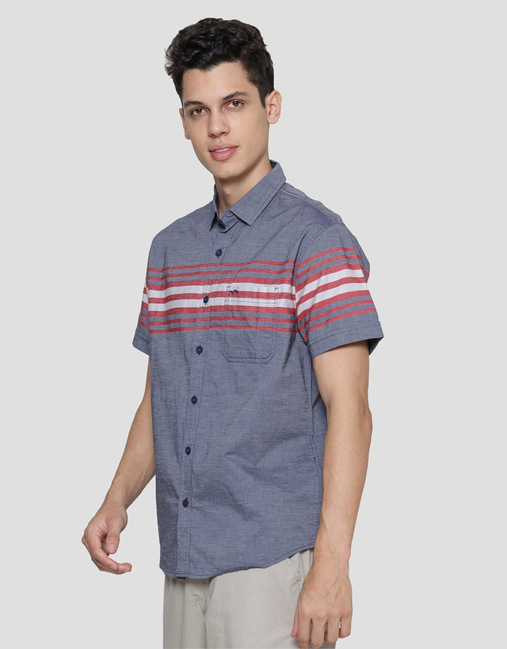 Cardinal Jeans Stripe Print Kemeja Pria