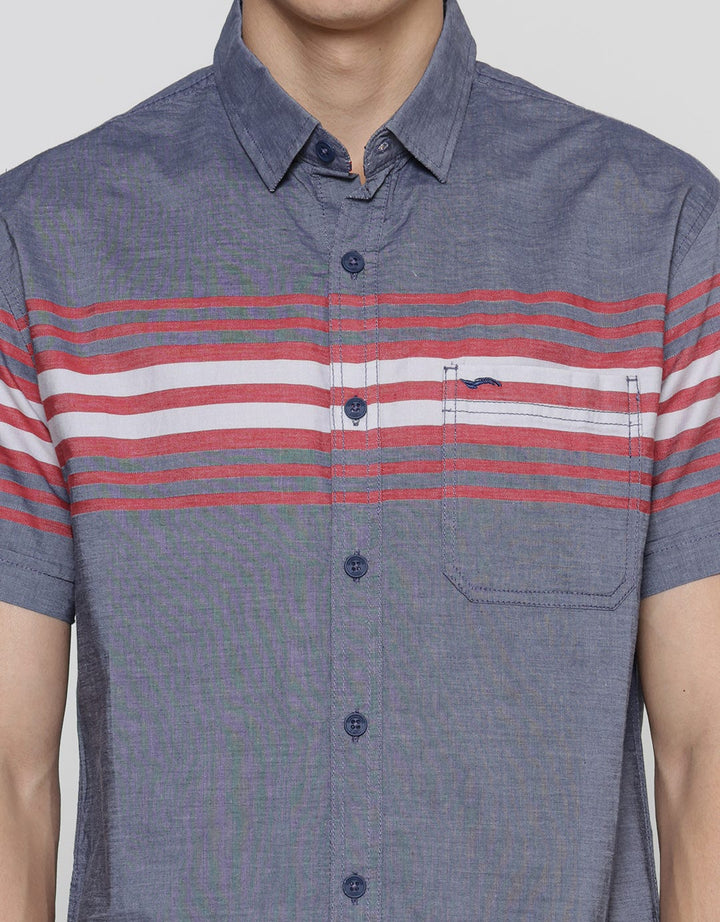 Cardinal Jeans Stripe Print Kemeja Pria