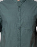 Cole Short Sleeve Shirt Woven Cotton Slub Mandarin Collar
