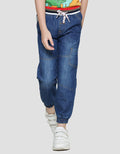 Little M Celana Panjang Jogger Denim Rib Anak Laki-laki