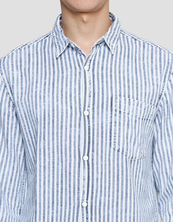 Gab's Kemeja Lengan Panjang  Stripe Pria