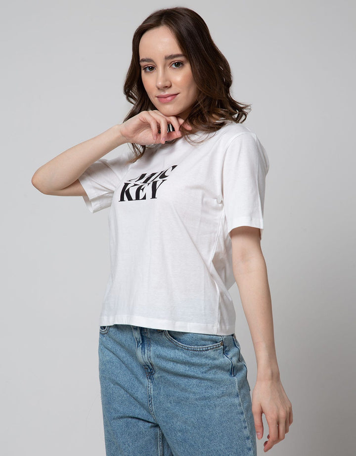 Disney Mickey Basic Print Rubber Oversized Short Sleeve T-Shirt