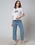 Disney Mickey Basic Print Rubber Oversized Short Sleeve T-Shirt