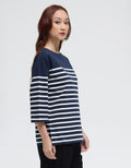 Suko 3/4 Oversized T-Shirt Striped Garis