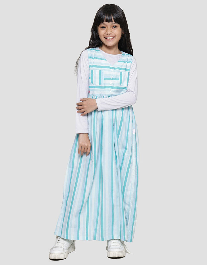 Cardinal Kids Girl Stripe Dua Saku Gamis Anak Perempuan