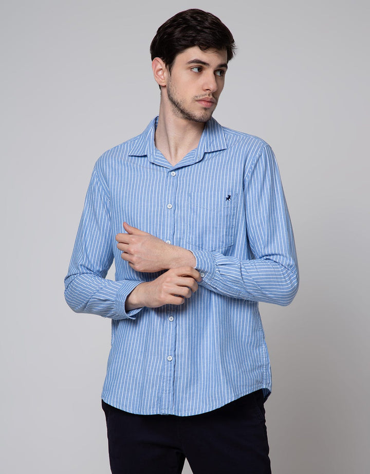 Lois Micro Stripe Kemeja Panjang Pria