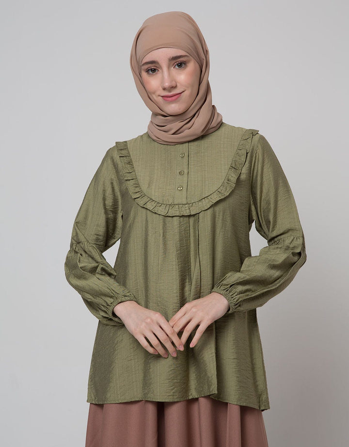 Annisa Long Sleeve Shirt Textures With Ruffles